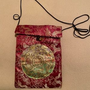 Asian inspired tapestry mini crossbody bag